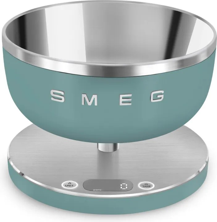 Кухненска везна Smeg Collezione KSC01EGMWW, До 5 кг/5 л, ТАРА, LED дисплей, Противоплъзгаща се основа, Автономия до 36 часа, Изумрудено зелен