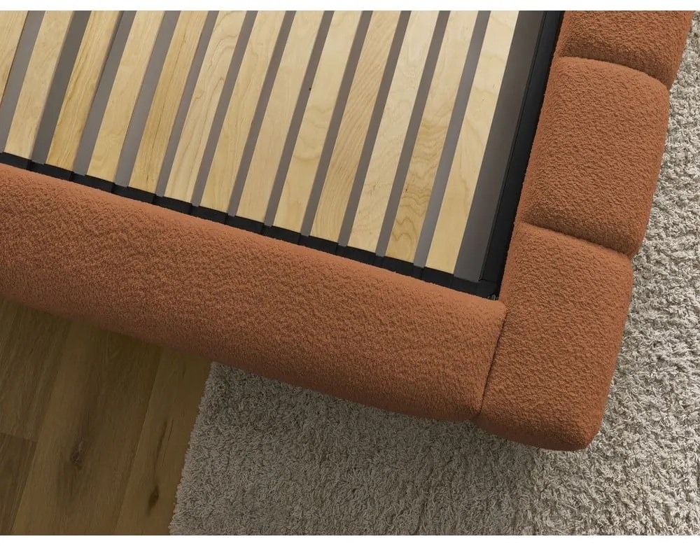 Оранжево двойно тапицирано легло с място за съхранение с включена подматрачна рамка 180x200 cm Denali – Bobochic Paris