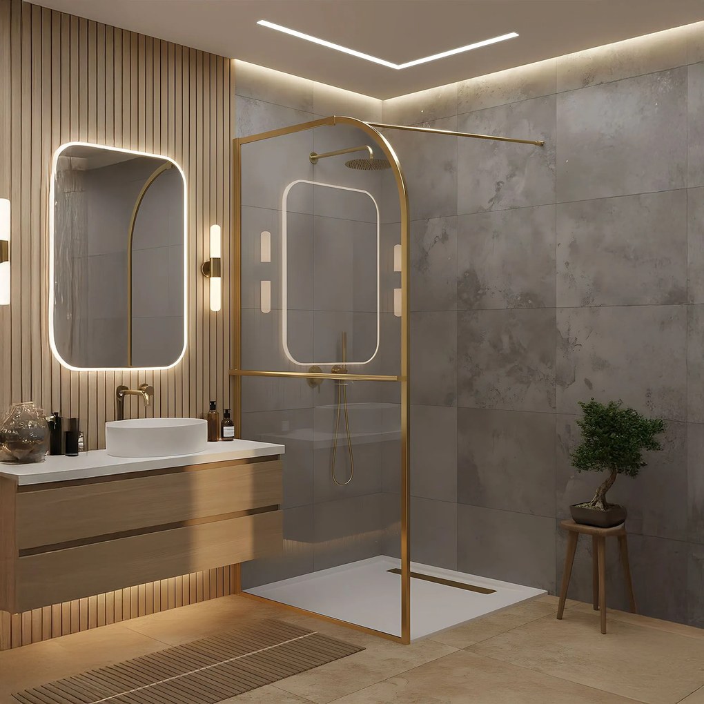 Параван за душ Rea Sky Brush Gold 120