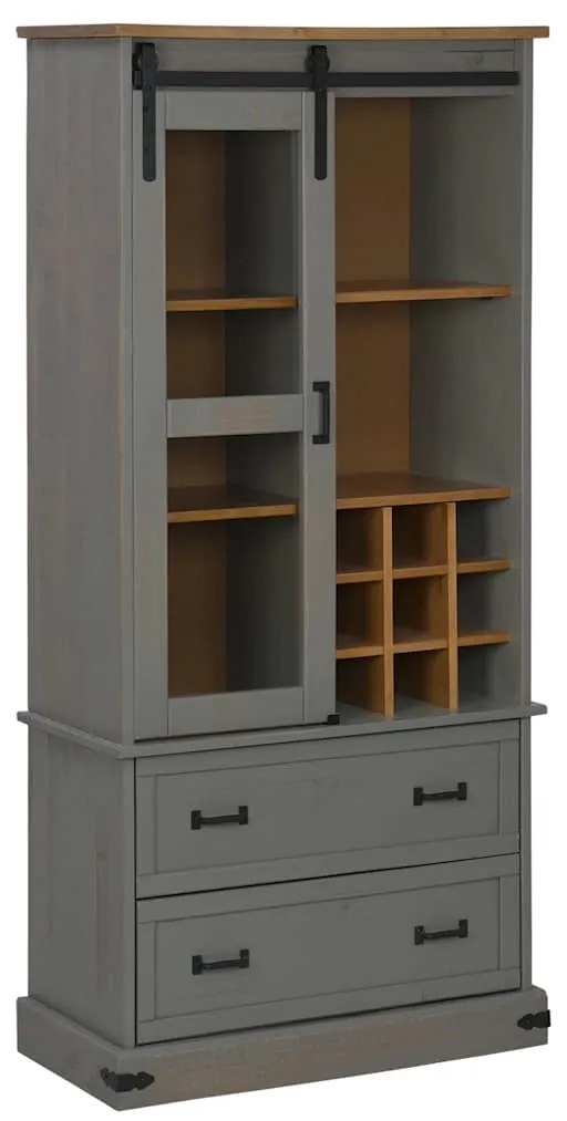 4018435 vidaXL Шкаф за вино HALDEN с рафтове за вино и плъзгаща се врата