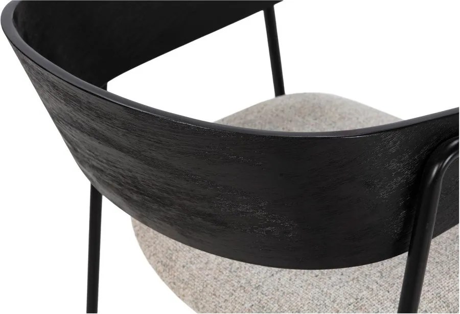 Черни/бежови тапицирани трапезни столове в комплект с подлакътници 2 бр. Cora – MOME