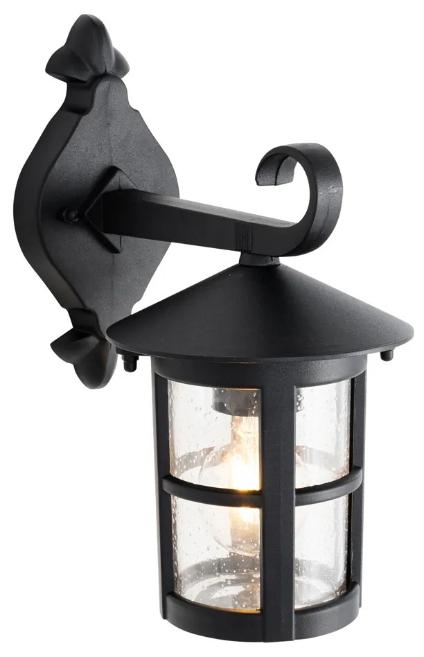 Класически външен стенен фенер черен IP44 - Herb