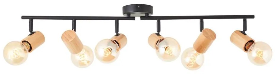 Brilliant - Точково осветително тяло KERRY 6xE27/40W/230V черно/бамбук