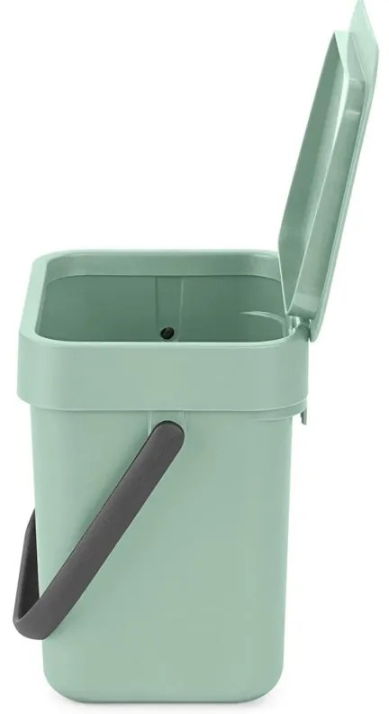 Кош за разделно събиране на боклук Brabantia Sort&Go 1005520, 3 л, Дръжка, Възможност за стенен монтаж, Светлозелен