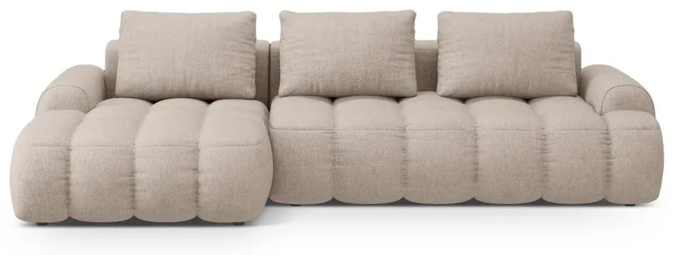 Светлокафяв сгъваем/с място за съхранение ъглов диван (ляв ъгъл) Linz – Cosmopolitan Design