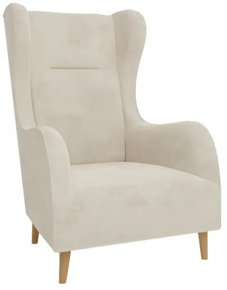 Кремаво кадифено кресло Carole - Ropez