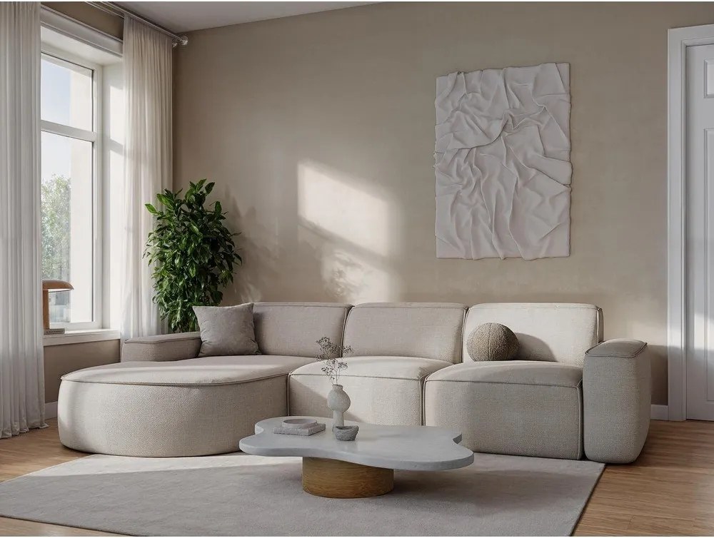 Кремав шенилов диван 204 cm Omao – Makamii