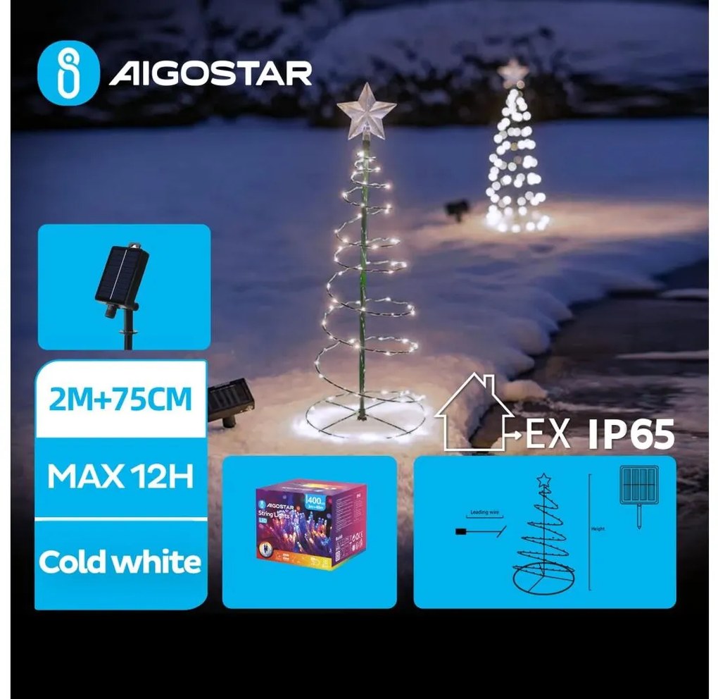 Aigostar - LED Соларни Коледна декорация LED/0,26W/3,7V 75 см IP65 студено бял