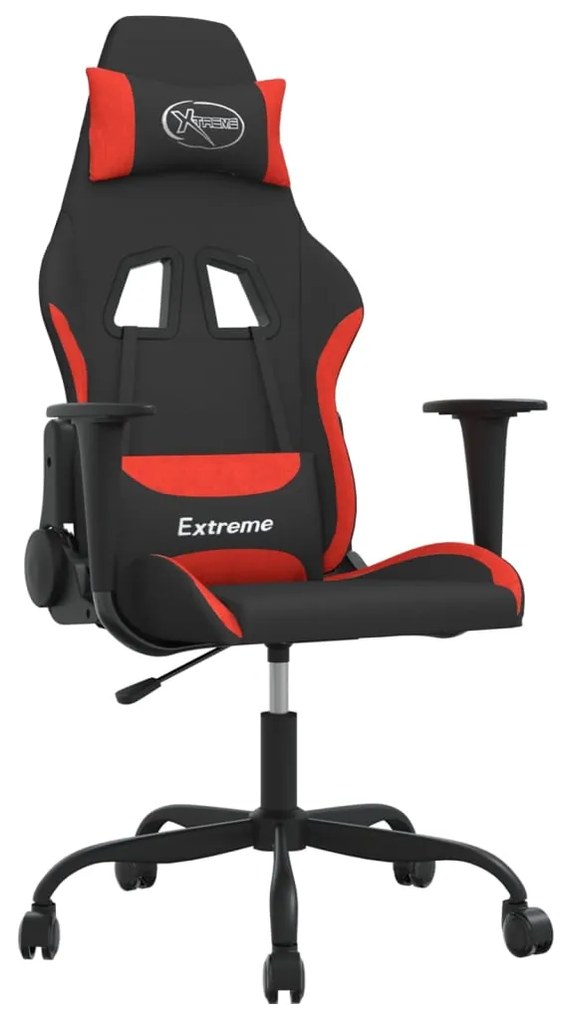 345478 vidaXL Масажен гейминг стол, черно и червено, плат