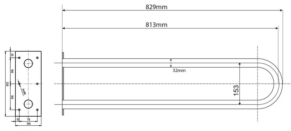 Стенен парапет за баня от неръждаема стомана 83 cm Handicap U – Sapho