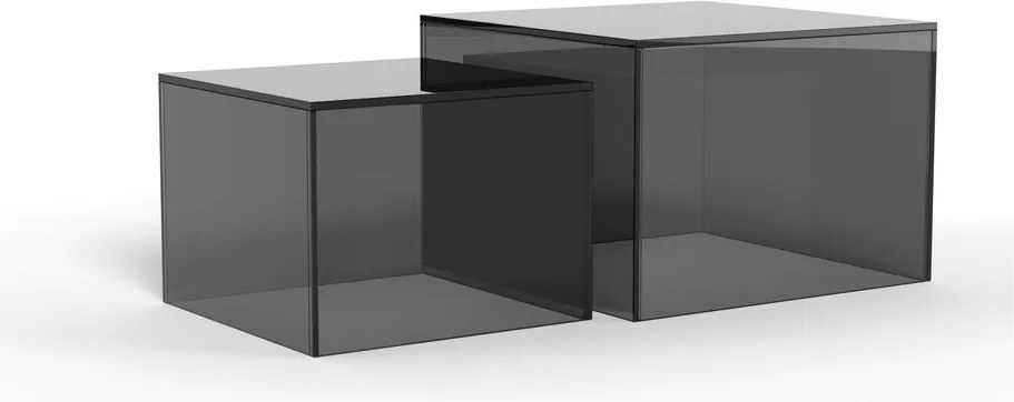 Сиви стъклени масички за кафе в комплект 2 бр. 50x50 cm Dice – Actona