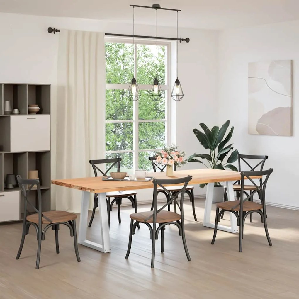 4012565 vidaXL Крака за трапезна маса, V-образни, 2 бр., бели, 60 x (72-73,3) см, стомана