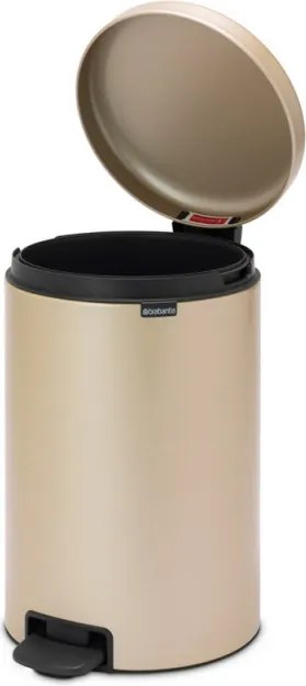 Кош за боклук с педал Brabantia NewIcon 1003205, 20 л, Плавно затваряне, Противоплъзгаща основа, Златен металик