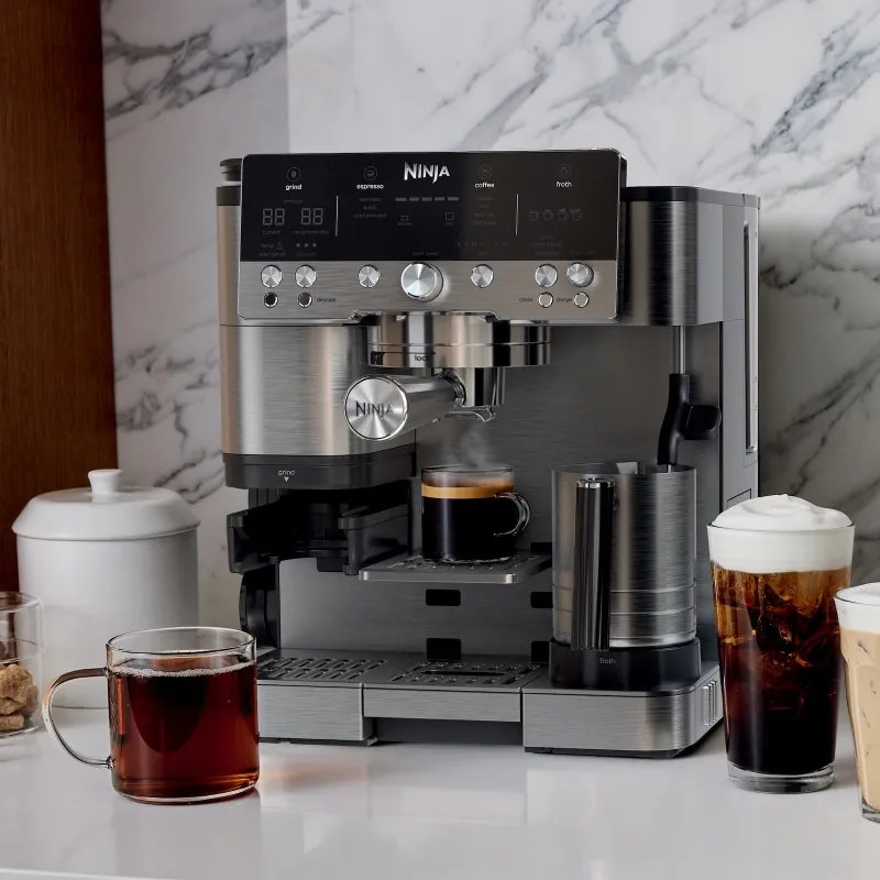 Кафеавтомат 3в1 Ninja Luxe Café Premier ES601EU, 1650W, 15 bar, 2 л, Barista Assist, Режим гореща вода, 4 режима, 3 темп. настройки, Инокс/черен