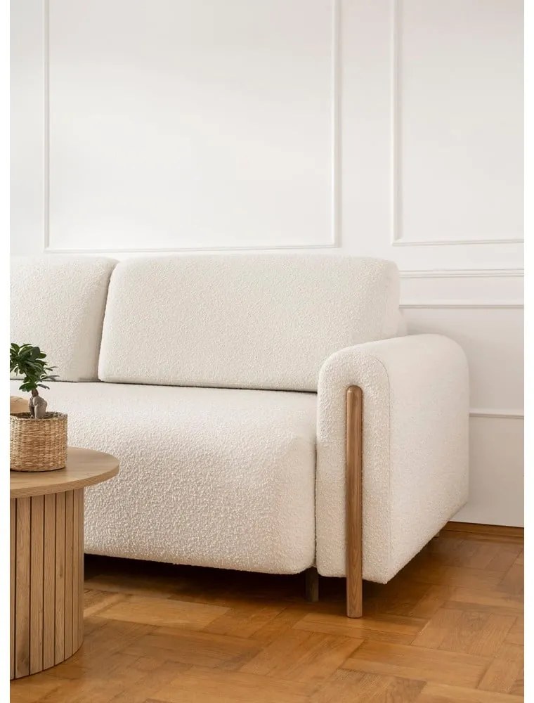 Сгъваем диван с място за съхранение от букле в цвят слонова кост 244 cm Arcadova – ELTAP