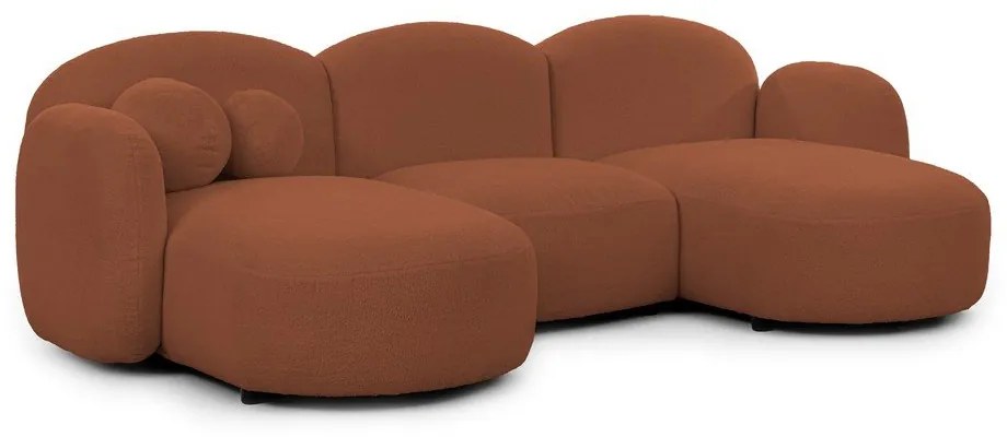 Теракотен ъглов диван от букле (U форма) Orbit – Ropez