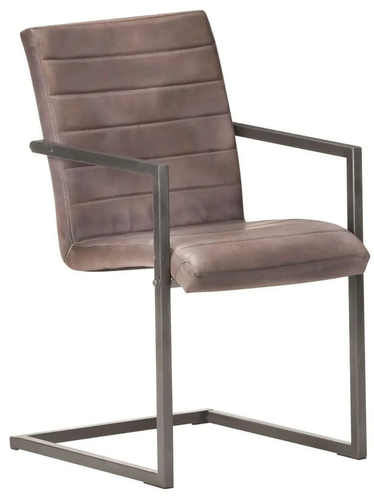3059805 vidaXL Конзолни трапезни столове, 4 бр, кафяви, естествена кожа