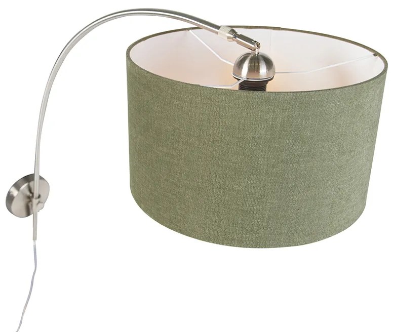 Стенна аркова лампа стомана с абажур зелен 35/35/20 регулируема