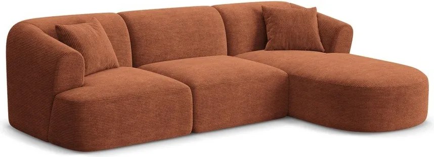 Теракотен ъглов диван от рипсено кадифе (десен ъгъл) Campi – Cosmopolitan Design