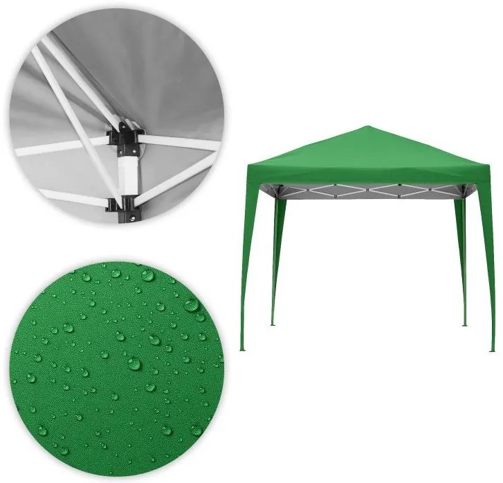 Градински павилион 3х3 м с автоматично разгъващ се покрив Зелено