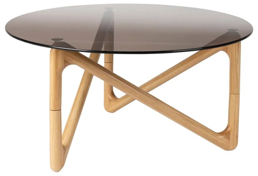 Кръгла масичка за кафе със стъклен плот в естествен цвят ø 80 cm Naia – Dutchbone