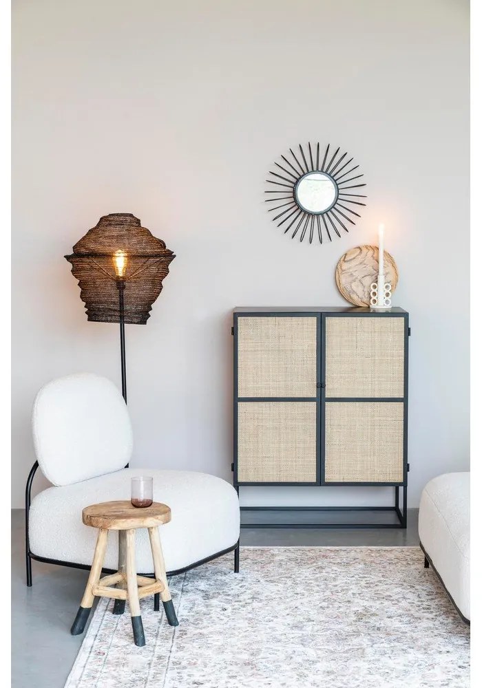 Черен ратанов висок скрин 80x100 cm Guuji - White Label