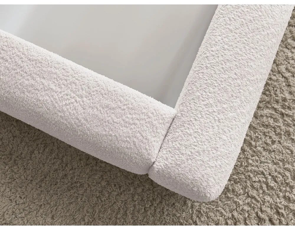 Бяло тапицирано двойно легло с място за съхранение с включена подматрачна рамка 180x200 cm Orlane – Bobochic Paris