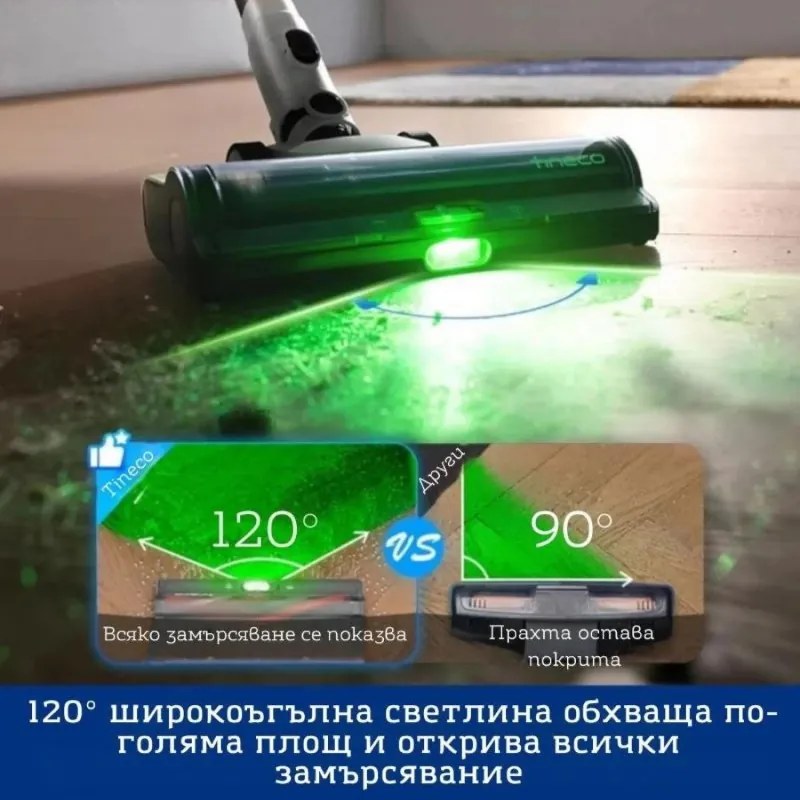 Безкабелна прахосмукачка Tineco Pure ONE Station 5, 450W, 2 режима, 0.45 л + 2.5 л станция, Автономия 70 мин, iLoop сензор, PureCyclone технология, Самопочистване, Бял