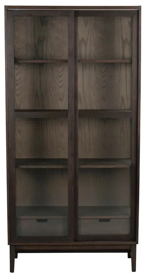 Кафява витрина от декор от дъб с плъзгащи се врати 100x203 cm Hazelton – Rowico