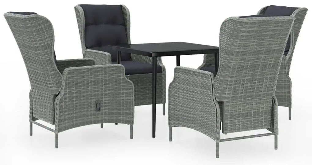 3099662 vidaXL Градински трапезен комплект, 5 части, светлосив