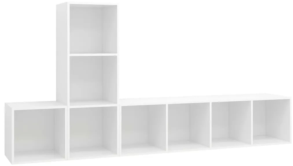 3079826 vidaXL Комплект ТВ шкафове от 3 части, бял, инженерно дърво