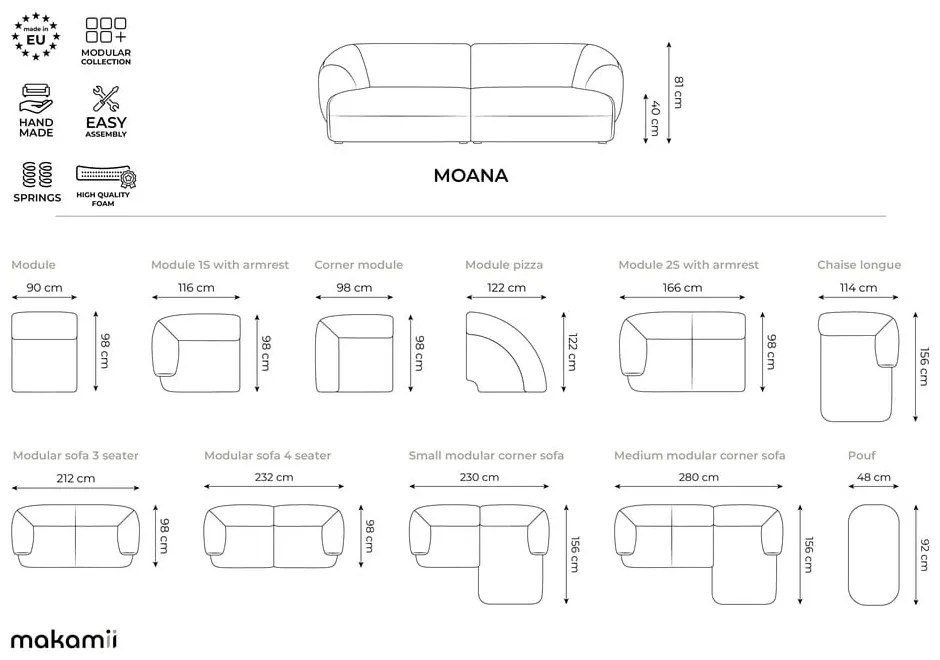 Бял кадифен диван 232 cm Moana – Makamii