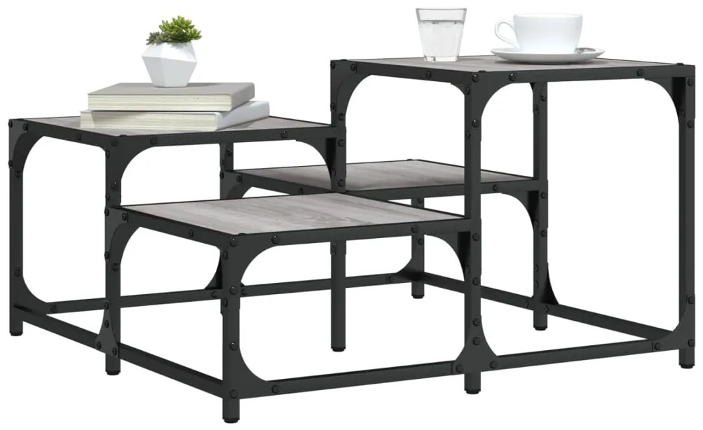 837750 vidaXL Кафе маса, сив сонома, 68x68x40 см, инженерно дърво