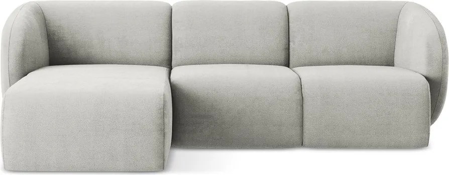 Светлосив шенилов ъглов диван (ляв ъгъл) Lani – Makamii