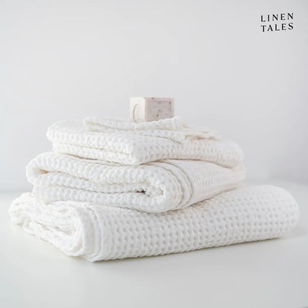 Бели хавлии и кърпи за баня в комплект от 3 Honeycomb - Linen Tales