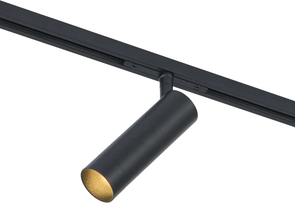 Модерна релсова система черна с 6 прожектора и 4 висящи лампи Easylift 1-фазна - Slimline Uzzy Tira