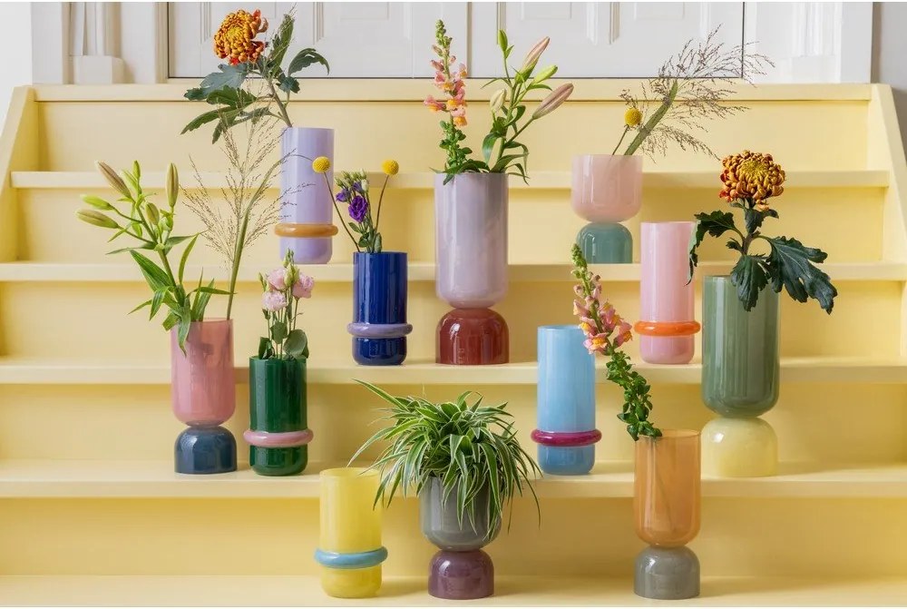 Тъмносиня стъклена ваза (височина 22 cm) Animado Anillo – PT LIVING