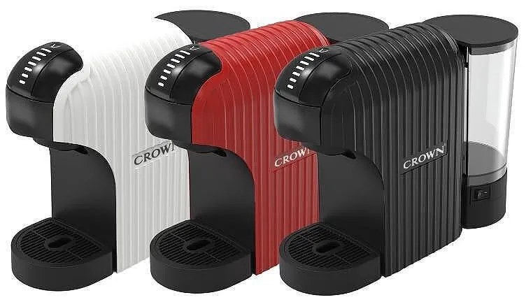Еспресо машина 7в1 Crown CCM-1531W, 1400 W, 20 bar, 0.9 л, 7 адаптера, LED индикатори, Контрол дължината на кафето, Бял/черен