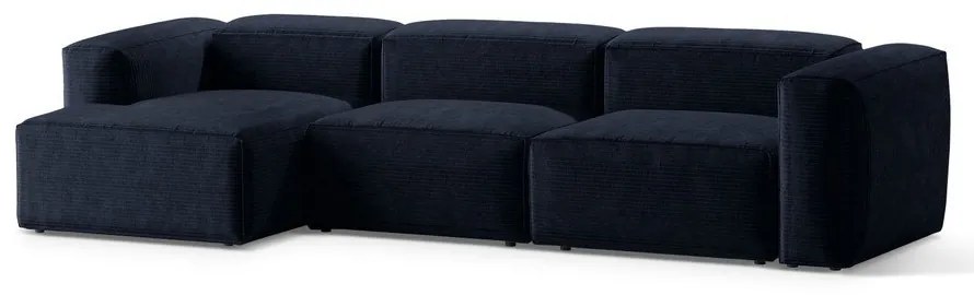 Тъмносин ъглов диван от рипсено кадифе (ляв ъгъл) Bergamo – Cosmopolitan Design