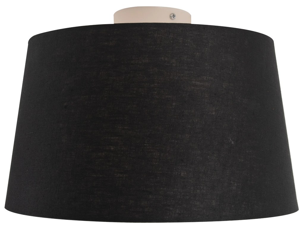 Модерна таванна лампа бяла с черен абажур 35 см - Combi