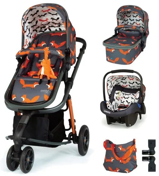 Комбинирана бебешка количка 3в1 Giggle 3 Charcoal Mister Fox Cosatto