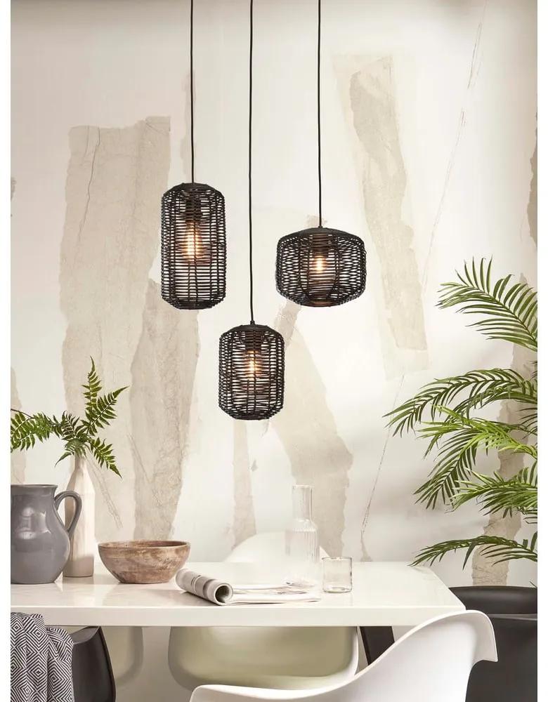 Черна висяща лампа с абажур от ратан ø 25 cm Tanami - Good&amp;Mojo