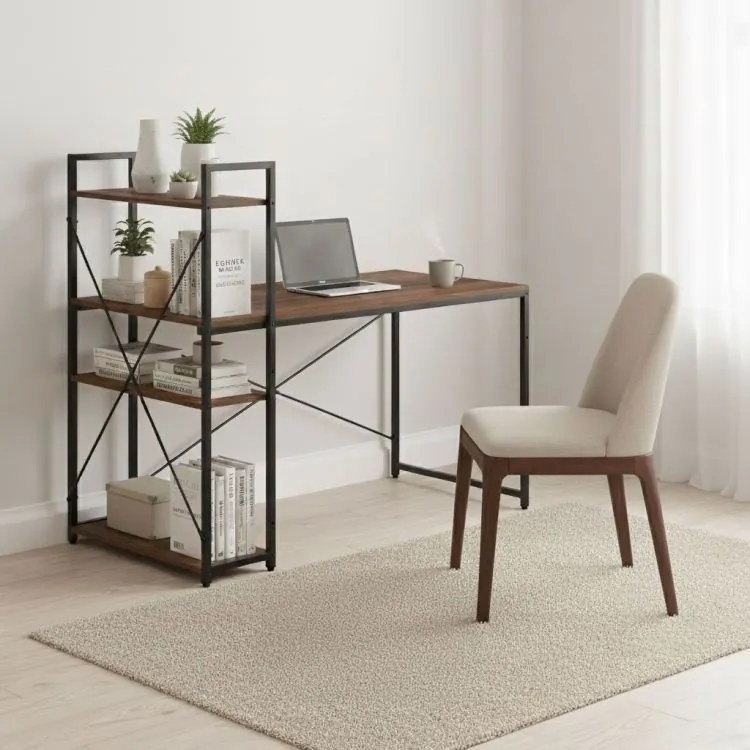 Маса за работа и игра с рафтове 120 x 60 cm svetlá hnedá