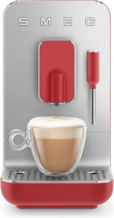 Еспресо машина SMEG Collezione BCC02RDMEU, 1350 W, 19 bar, 1.4 л, 8 функции, Вградена мелачка, Дюза за пара, Червен