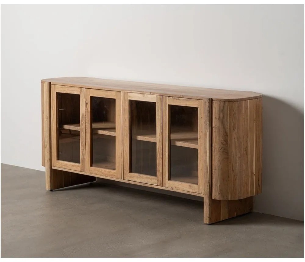 Витрина от масивна акация в естествен цвят 180x80x40 cm Creel – Ixia