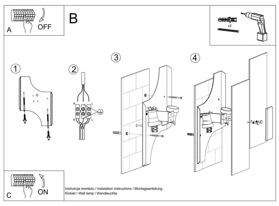 Бяла стенна лампа Veronica – Sollux