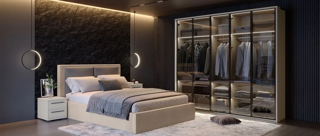 Ντουλάπα Phantom δίφυλλη glass