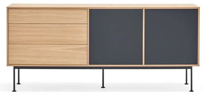 Антрацитно сив скрин с дъбов фурнир, ширина 180 см Yoko - Teulat