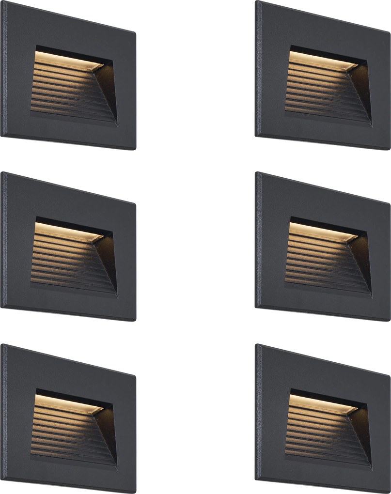 Комплект от 6 модерни вградени стенни лампи черни 11,5 см вкл. LED IP65 - Trem