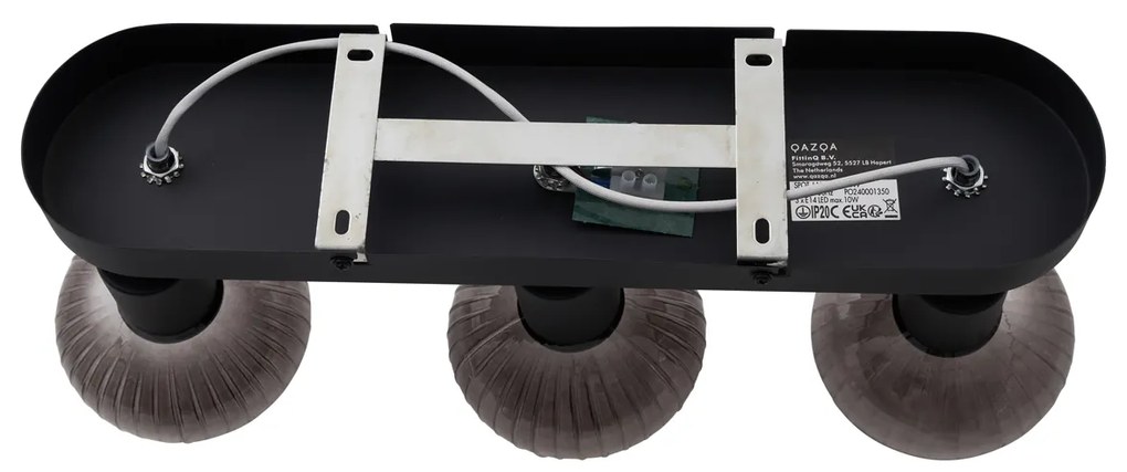 Кръгла таванна лампа с опушено стъкло 3-светлинна - Teddy